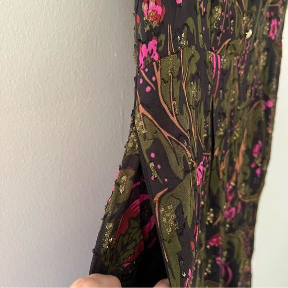 Anthropologie Ett Twa Brenda Jumpsuit Dark Floral Metallic Size 0 Party - Picture 6 of 15